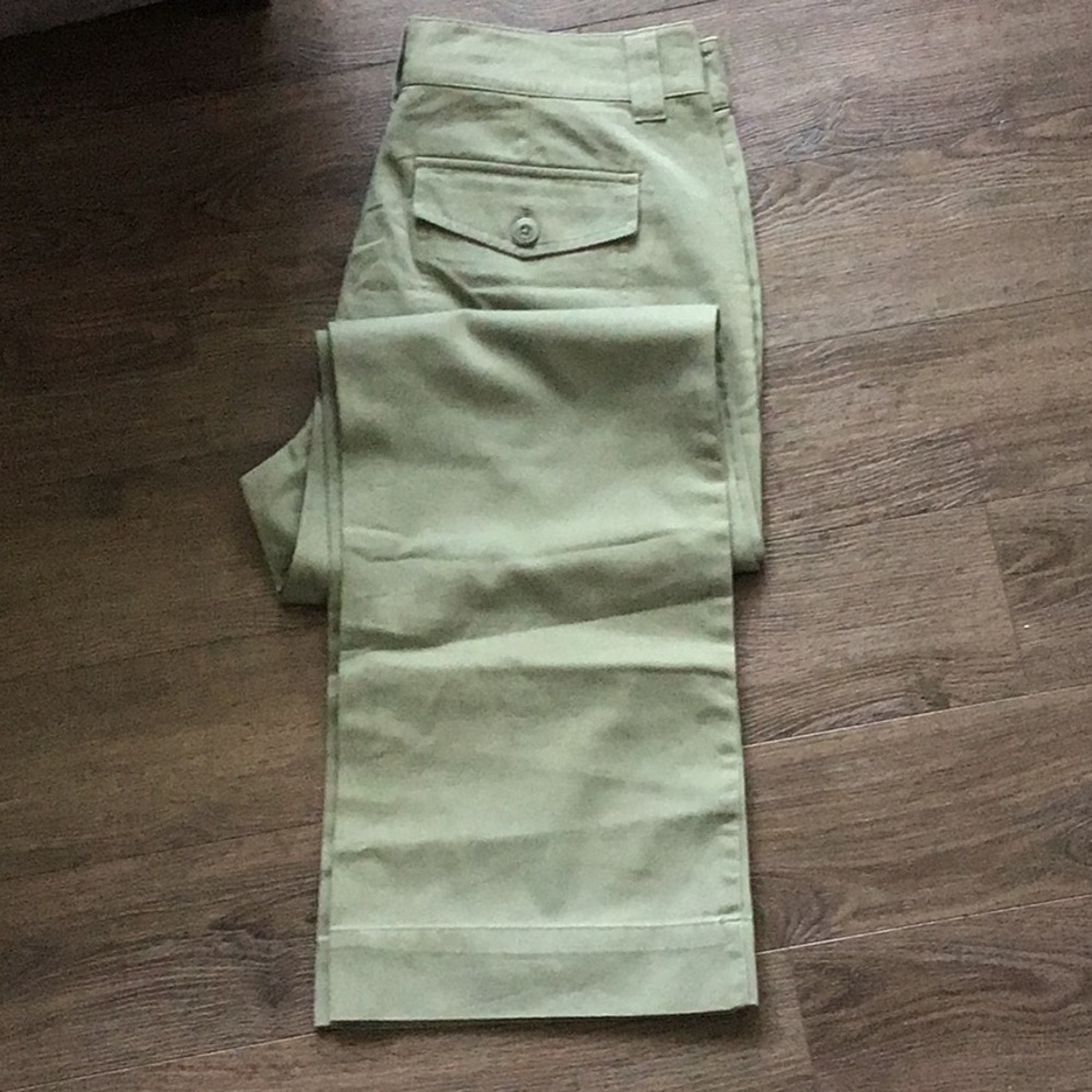 Green Cotton Pants - Straight Leg
